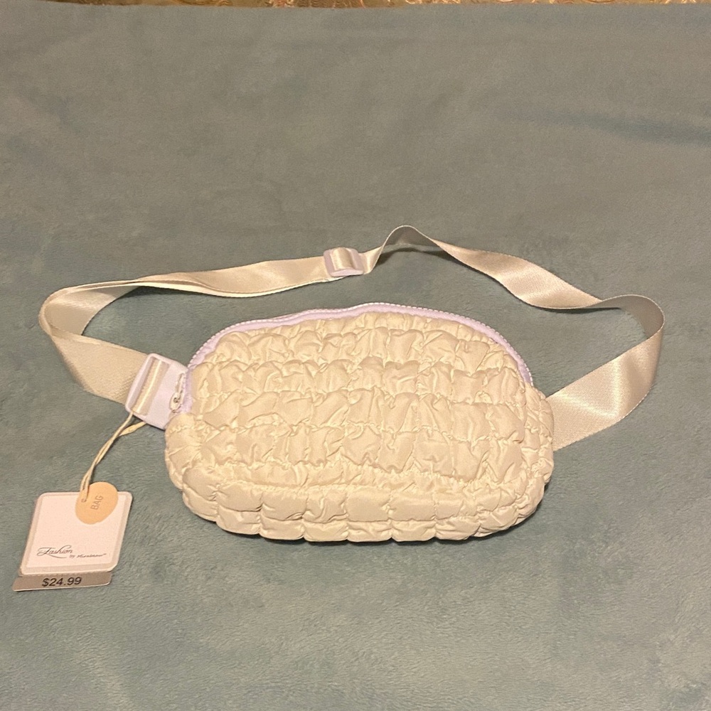 Fashion Bug Cream Quilted Crossbody Belt Bag
